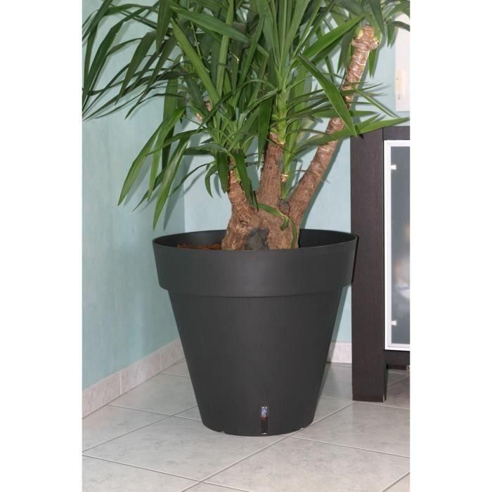 Jardinera redonda RIVIERA LOFT - Plástico - Diámetro 30 cm - Gris 1