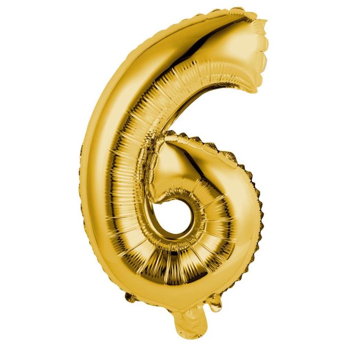 Party Time Globo de Cifra 6 Oro de 35 cm para Aniversarios y Cumpleaños, Reutilizable, Apto para Hinchar con Helio o Aire Party Time Globo de Cifra 6 Oro de 35 cm para Aniversarios y Cumpleaños, Reutilizable, Apto para Hinchar con Helio o Aire