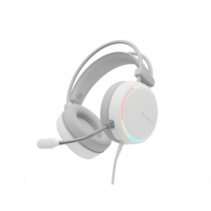 GENESIS Neon 613 Auriculares Gaming Alámbricos USB-A y Jack 3.5mm Diadema Circumaural con Micrófono Boom Iluminación RGB Blanco GENESIS Neon 613 Auriculares Gaming Alámbricos USB-A y Jack 3.5mm Diadema Circumaural con Micrófono Boom Iluminación RGB Blanco