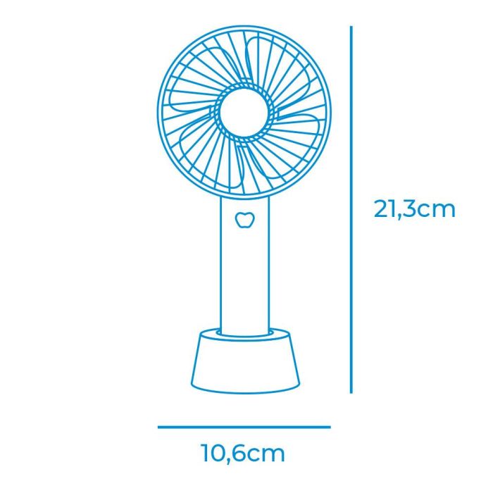 Ventilador de mano, recargable. 4,5w aspas 10,6x6,5x22cm edm 2