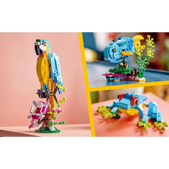 LEGO 31136 Creador 3-en-1: Loro Exótico, Modelo Rana y Pez. Set de Construcción de Figuras de Animales de la Jungla 6