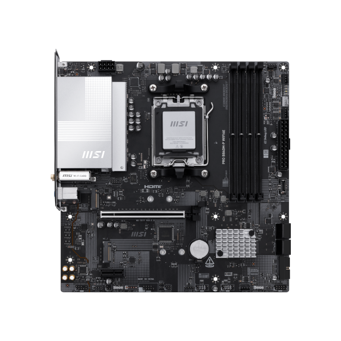 MSI PRO B840M-P WIFI6E Placa Base Micro ATX AMD Zócalo AM5 B840 DDR5 WiFi 6E 2.5G LAN PCIe 4.0 para Ryzen 7000/8000/9000 0 MSI PRO B840M-P WIFI6E Placa Base Micro ATX AMD Zócalo AM5 B840 DDR5 WiFi 6E 2.5G LAN PCIe 4.0 para Ryzen 7000/8000/9000 0