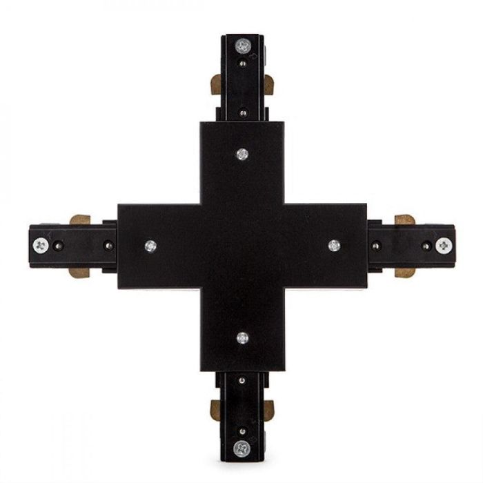 Conector X para Carril Bifásico Focos de LEDs Negro 2