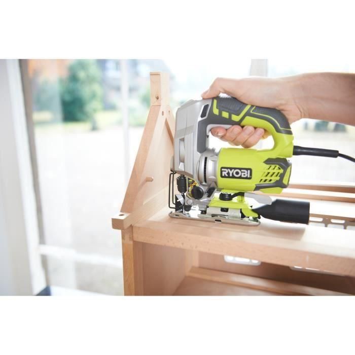 Ryobi Sierra de calar compacta 600W, 85mm madera, LED, cambio hoja sin herr., péndulo 4 pos., soplador, estuche + 5 hojas 4