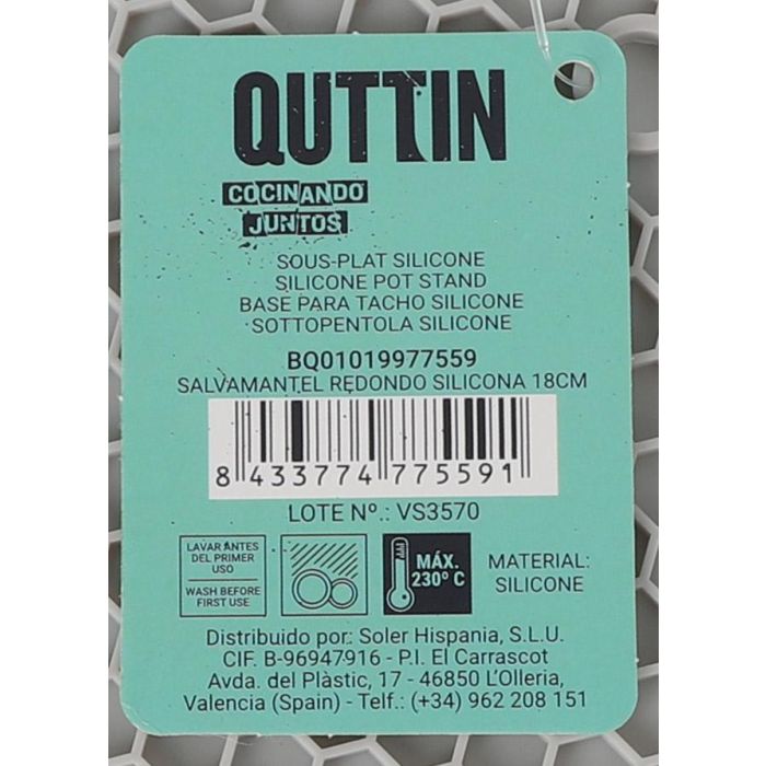 Salvamantel redondo de silicona Quttin 18 cm (36 Unidades) 8 Salvamantel redondo de silicona Quttin 18 cm (36 Unidades) 8