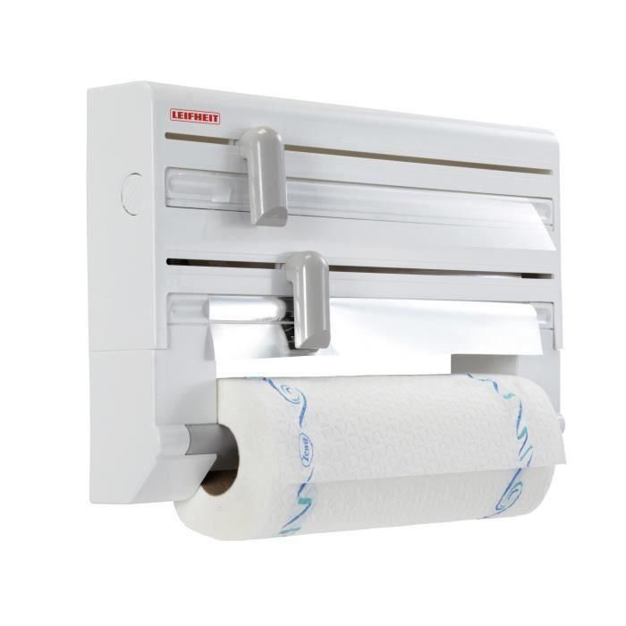 Leifheit Parat ComfortLine dispensador de pared 25703, dispensador de pared de cocina para 3 rollos, dispensador de papel con cuchillas afiladas