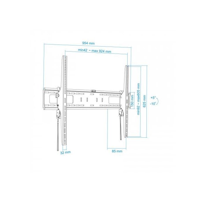 Soporte de Pared Fijo Inclinable TooQ LP42100T-B para TV de 60-100"/ hasta 75kg 7