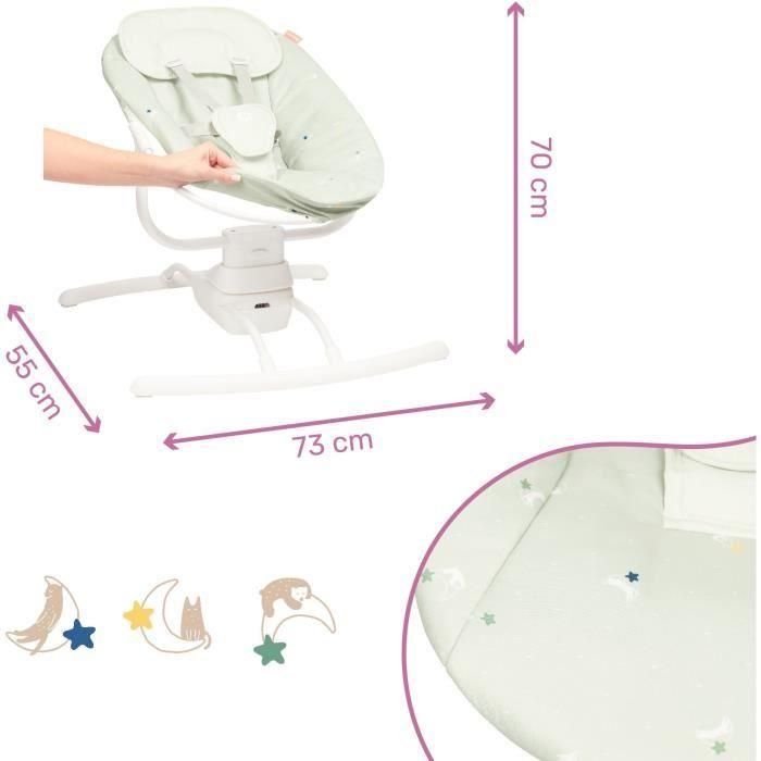 BADABULLE Columpio lateral, ultra confort, arco de juego ajustable y extraíble, verde liquen/agua 5 BADABULLE Columpio lateral, ultra confort, arco de juego ajustable y extraíble, verde liquen/agua 5