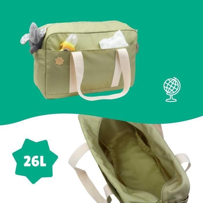 Bolso cambiador Badabulle Bowling - Gran capacidad 20L - Incluye cambiador y accesorios para cochecito, Oliva 3