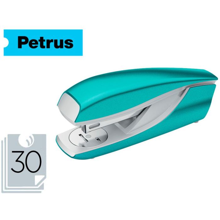 Grapadora Petrus Mod 635 Petrus Wow Turquesa Metalizada Capacidad 30 Hojas