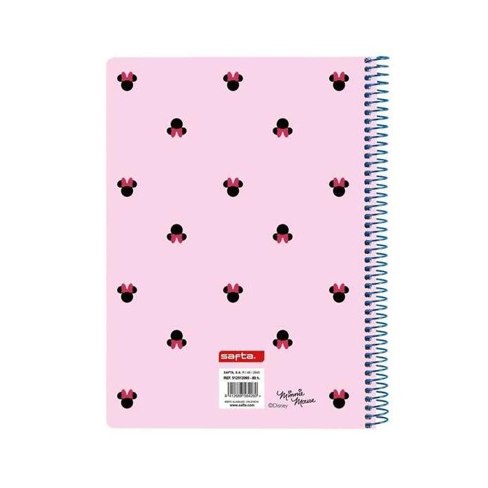 Safta Cuaderno espiral Minnie Mouse, Cuarto, Tapa Extradura, 80 Hojas, Cuadro 4 mm, 60 gr 1