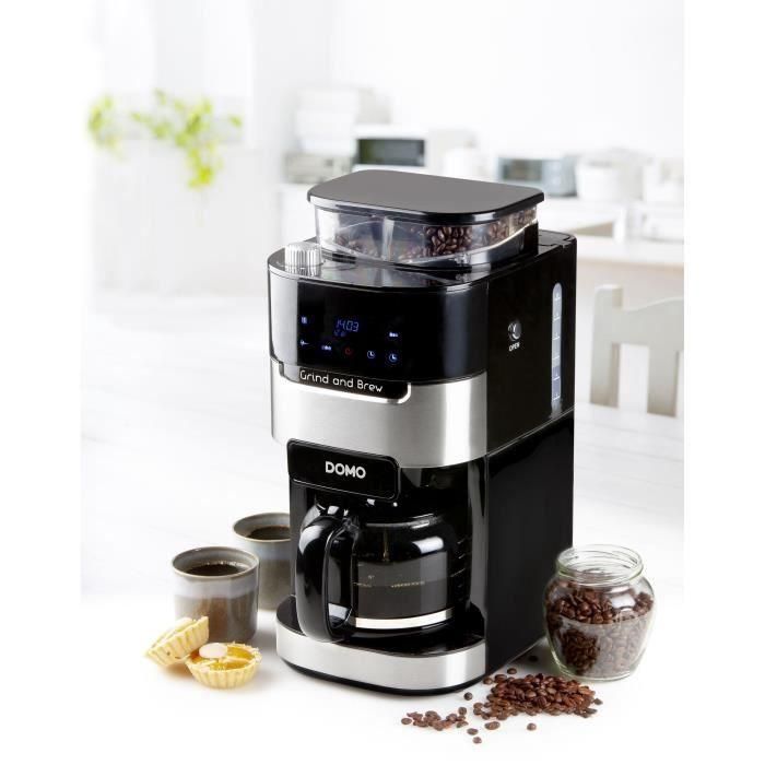 DOMO DO721K - Cafetera 1.5L - 12 tazas - Pantalla LCD, botones táctiles - Molinillo de café integrado - Temporizador - 3 intensidades 1 DOMO DO721K - Cafetera 1.5L - 12 tazas - Pantalla LCD, botones táctiles - Molinillo de café integrado - Temporizador - 3 intensidades 1