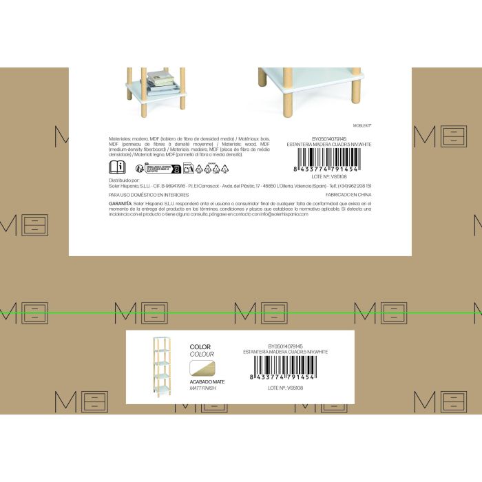 Inde Estanteria Madera Cuadrada 5 Niveles White Moblekit 4