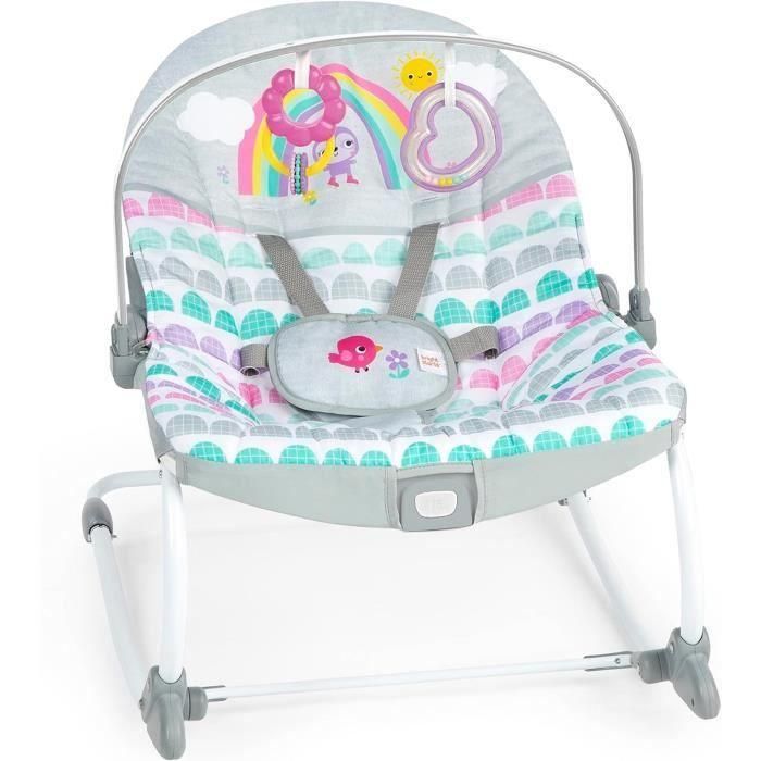 BRIGHT STARTS Mecedora evolutiva Rosy Rainbow, vibraciones relajantes, 2 posiciones reclinadas, hasta 36 meses BRIGHT STARTS Mecedora evolutiva Rosy Rainbow, vibraciones relajantes, 2 posiciones reclinadas, hasta 36 meses