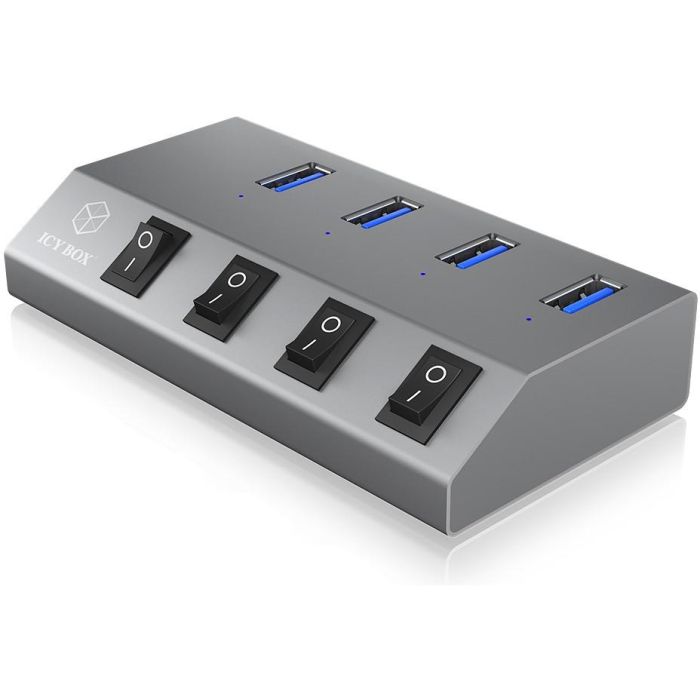 HUB USB 3.0 . 4x USB Type-A Anschlüsse. An-/Ausschalter für jeden Port ICY BOX 1