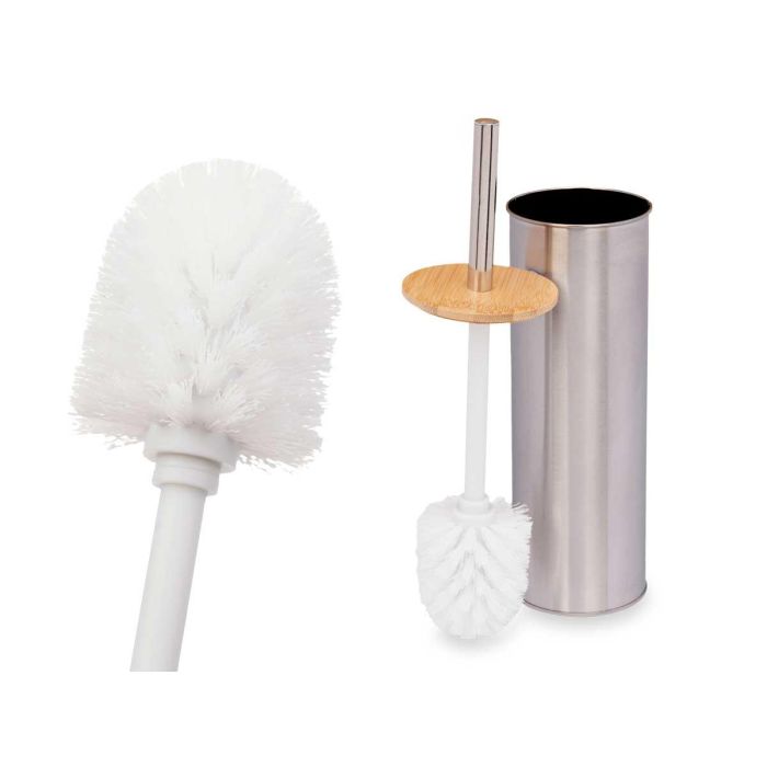 Escobillero de acero con tapa de bambú Berilo 9.5x27.5x9.5 cm (6 Unidades) 1 Escobillero de acero con tapa de bambú Berilo 9.5x27.5x9.5 cm (6 Unidades) 1