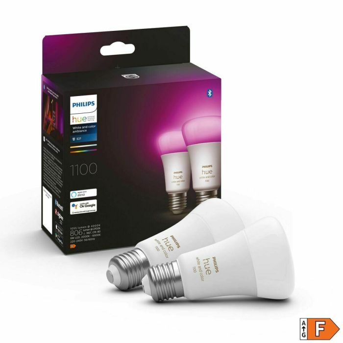 Philips Hue PHI8719514291317 Bulbo LED Inteligente E27 White & Color Ambiance, 1100 Lumen, Equiv. 75W, Bluetooth, Pack de 2 3 Philips Hue PHI8719514291317 Bulbo LED Inteligente E27 White & Color Ambiance, 1100 Lumen, Equiv. 75W, Bluetooth, Pack de 2 3