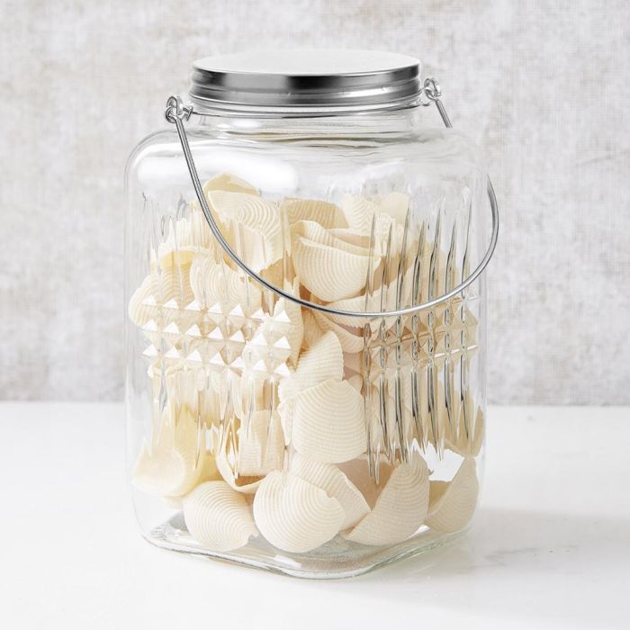 La Mediterranea Tarro de Vidrio con Tapa de Acero y Asa 2000 ml (2 L) - 13.2 x 13.4 x 18.4 cm (6 Unidades)