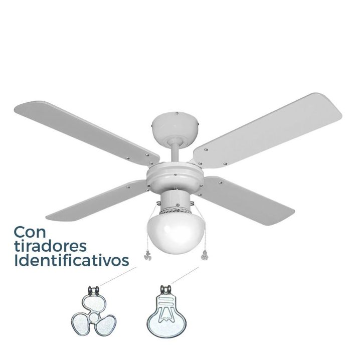 Ventilador de techo modelo caribe. color blanco. potencia: 50w aspas: ø102cm edm 1