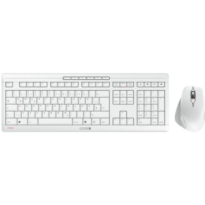 Cherry STREAM DESKTOP COMFORT Teclado y Ratón Inalámbrico, Diseño Ergonómico, Teclas Silenciosas, QWERTZ Alemán, Blanco