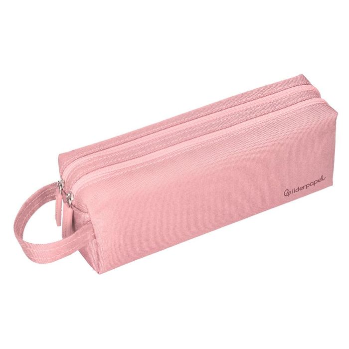 Estuche Portatodo Liderpapel Classic Rectangular Con Asa 2 Cremalleras 210 X80 mm Rosa 4