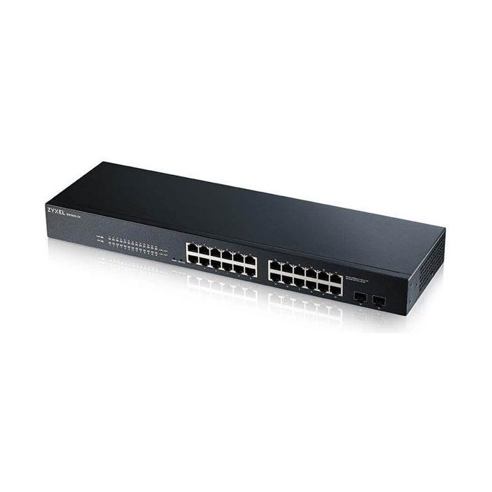 Zyxel Switch GS1900-24 Eu0102F, 24 Puertos Gigabit + 2 SFP, Smart Rack, Web Managed, VLAN, QoS, Sin Ventilador, 1U