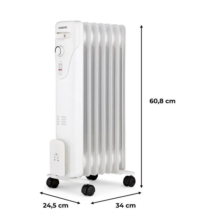 Oceanic Baño de Aceite Eléctrico 1500W OCEABH1500W2 - 3 Potencias - 7 Elementos - Blanco - Móvil 3