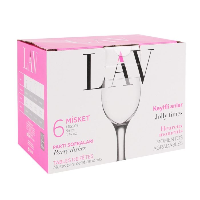 Lav Set 6 Copas Licor Misket 55cc Ø4.5x11.2cm (4 Cajas)