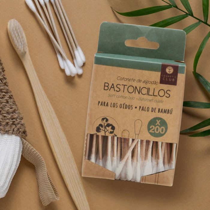 Cosmetic Club Juego de 200 Bastoncillos Oído Bambú Ecológicos Dispensador Cartón 7.5cm 3 Cosmetic Club Juego de 200 Bastoncillos Oído Bambú Ecológicos Dispensador Cartón 7.5cm 3