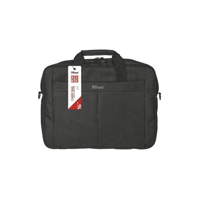 Trust Primo, Maletín Color Negro Para Portatil De Hasta 16'' Compartimento Principal Acolchado Y Correa Para El Hombro Ajustable 4