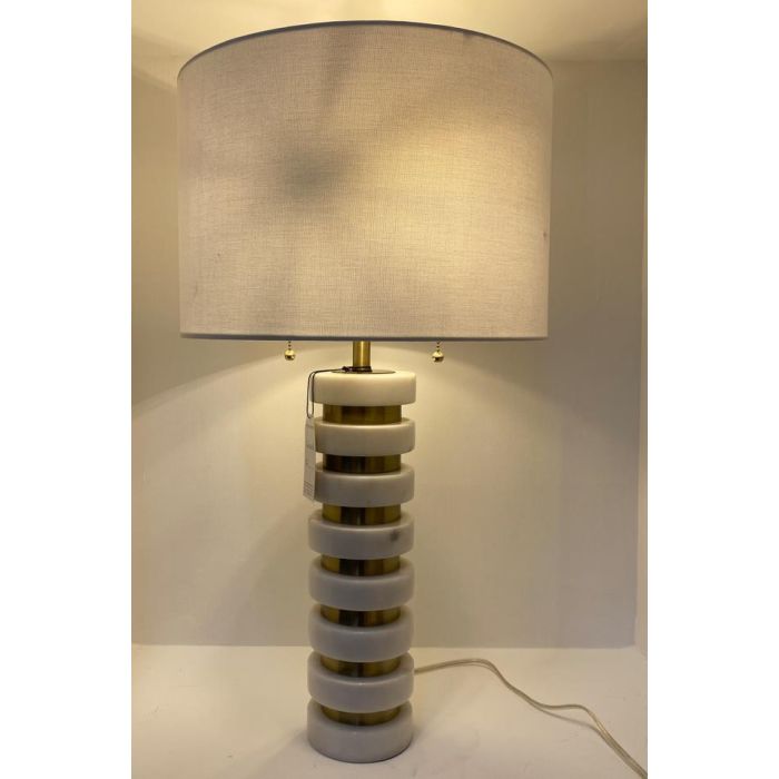 DKD Home Decor Lámpara Sobremesa Blanco Dorado Mármol Lino 38 x 72 x 38 cm 1