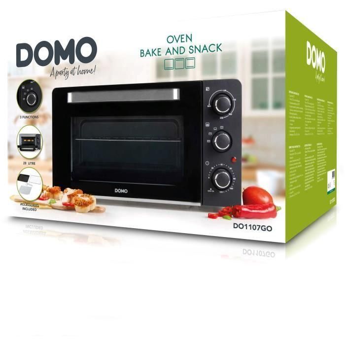 DOMO DO1107GO mini horno para hornear y refrigerios - 28 L - negro - 1500 vatios - 5 DOMO DO1107GO mini horno para hornear y refrigerios - 28 L - negro - 1500 vatios - 5