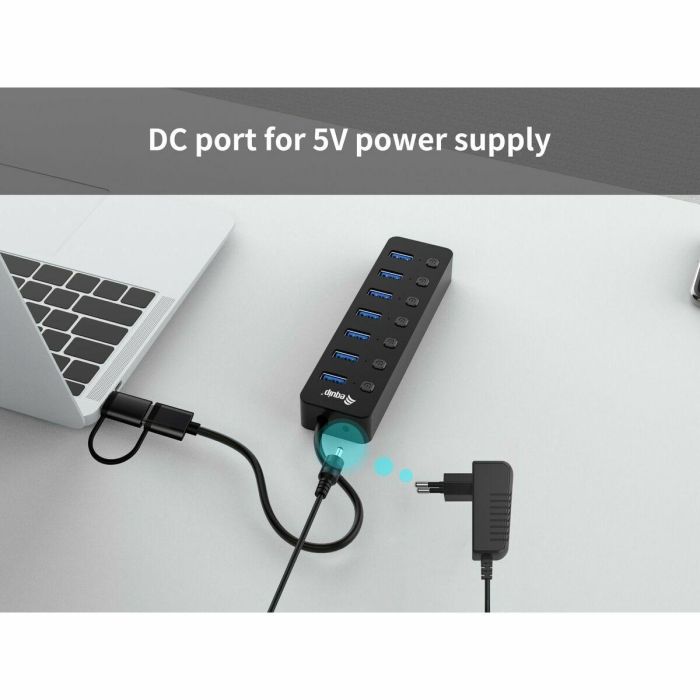 Equip Hub USB-C 3.2 Gen1 7xUSB-A Con Interruptores Adaptador USB-A y Alimentador 3 Equip Hub USB-C 3.2 Gen1 7xUSB-A Con Interruptores Adaptador USB-A y Alimentador 3
