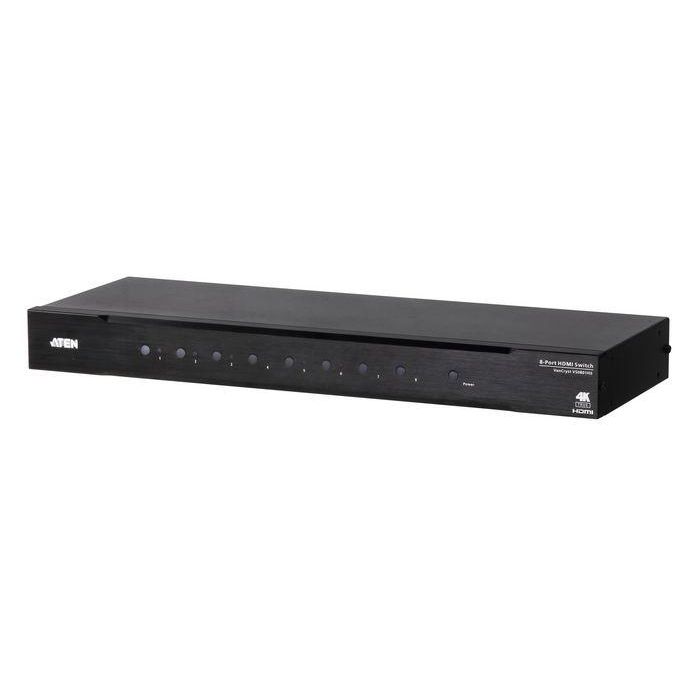 Aten VS0801HB Interruptor de Video HDMI 8 Fuentes, 4K Real a 60Hz, 18Gbps, 3D, Color Profundo 12 bits, RS-232, Infrarrojos