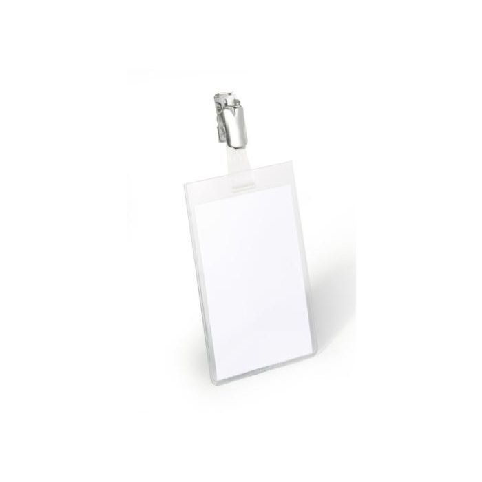 Funda Distintivo Durable 8002 Con Pinza 90X60Mm Transparente Paquete De 25