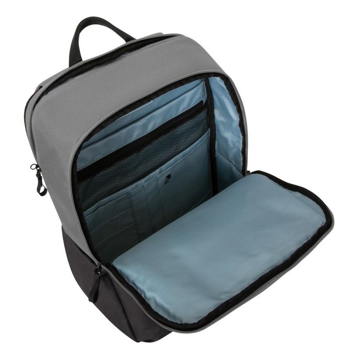 Targus Sagano Travel Mochila para Portátil 15.6 Pulgadas (39.6 cm) con Compartimento Seguro, Impermeable, Hecha de Material Reciclado RPET, 2 Bolsillos Frontales, Color Gris