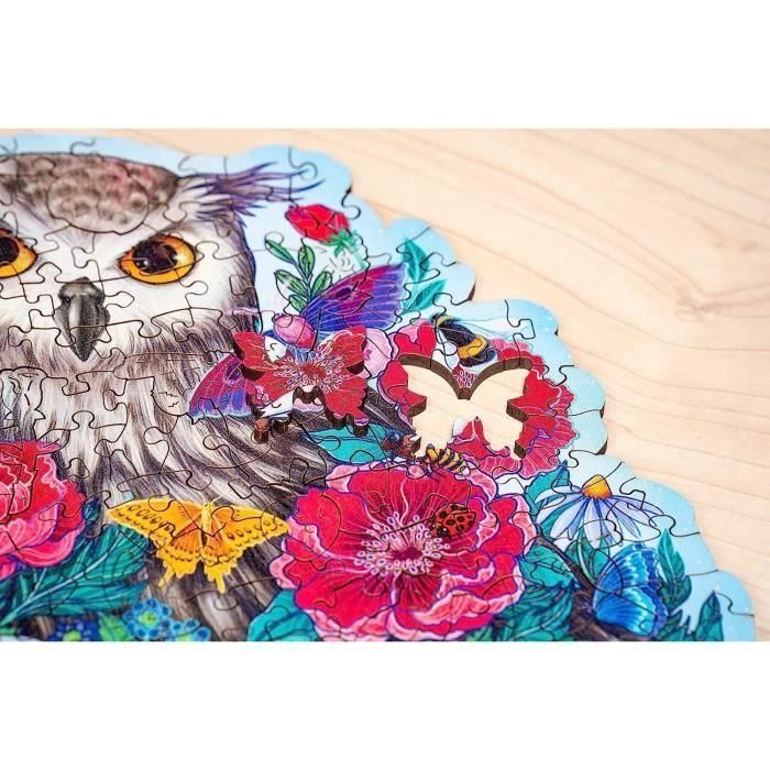 Puzzle de madera - Forma - 150 piezas - Búho floral 4 Puzzle de madera - Forma - 150 piezas - Búho floral 4