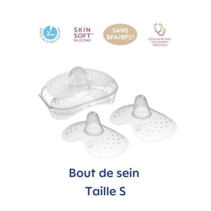 MAM Punta Mamaria de Silicona Talla S, Suave y Delgada para Bebés, Juego de 2 con Caja de Esterilización - Transparente 1