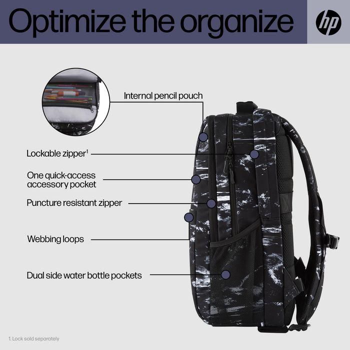 HP Campus XL Marble Stone Backpack, Mochila Antirrobo con Cremallera Bloqueable y Materiales Repelentes a la Lluvia, Espaciosa
