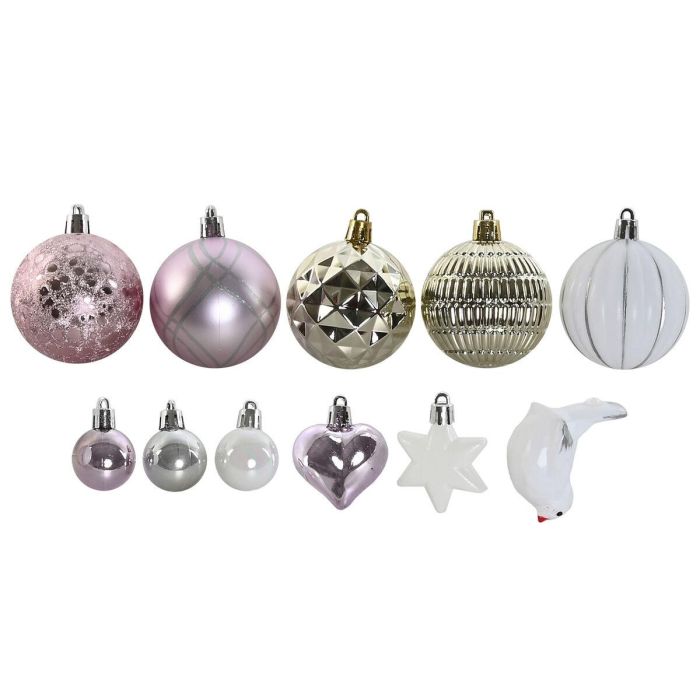 Bola Decoracion Navidad Fantasia DKD Home Decor Rosa 6 x 25 x 25 cm Set de 40 1