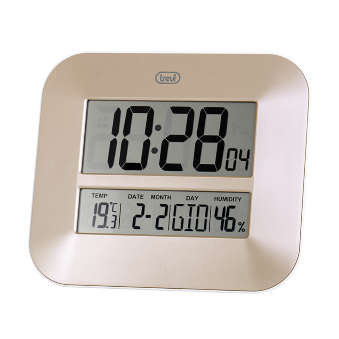 Trevi OM 3520 D Reloj despertador digital LCD Bronce con Termómetro, Calendario y Snooze, programable, pilas AA