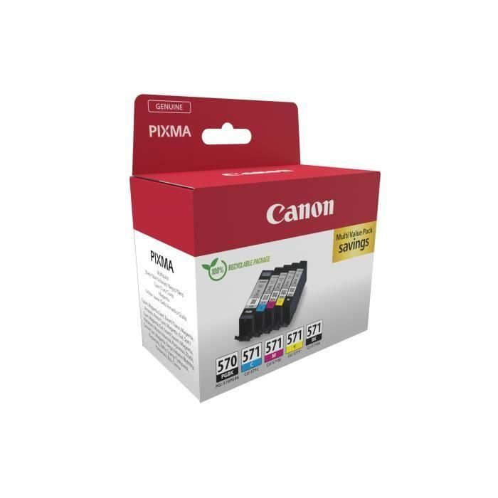 Canon Tinta Ecopack Pgbk+ Bk-C-M-Y - Pixma Ts 5051-5053-5055-6050-6051-6052-8051-8052-9050-9055 - Pgi 570 + Cli 571 1