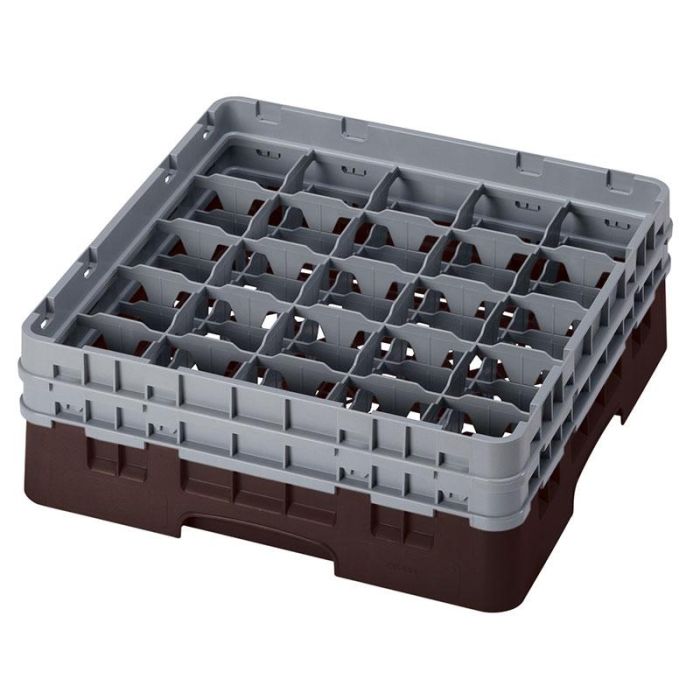 CAMBRO - 25S434-167 - Cesta de lavado 25 comp. 2 alturas - 8,7 cm Ø máx. - alt. máx. 13,5 cm - 50 x 50 x 18,4 cm - Castaño
