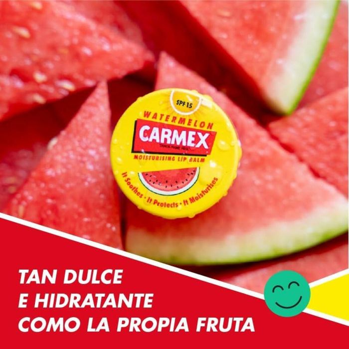 Carmex Bálsamo Labial Hidratante Sandía SPF 15 para Labios Agrietados, Secos y Dañados - Tarro 7.5g Uso Diario 7 Carmex Bálsamo Labial Hidratante Sandía SPF 15 para Labios Agrietados, Secos y Dañados - Tarro 7.5g Uso Diario 7