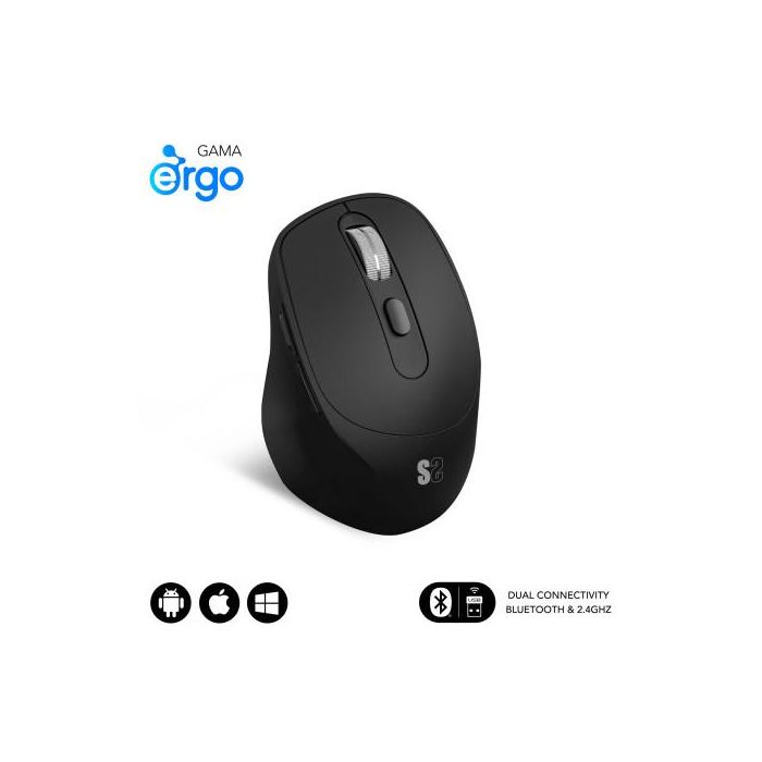 SUBBLIM COMFORT ERGO DUAL MOUSE BATTERY BLACK SUBBLIM COMFORT ERGO DUAL MOUSE BATTERY BLACK