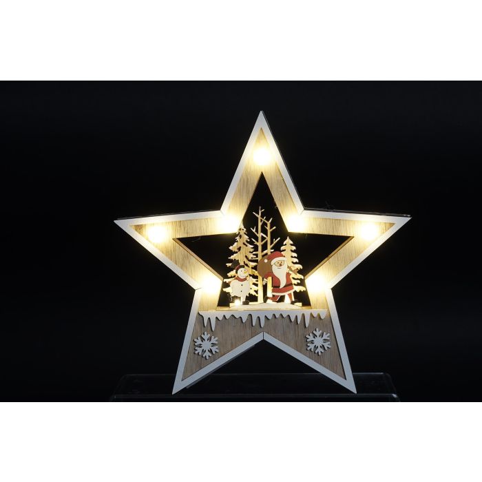 DKD Home Decor Decoración Luminosa Navidad Estrella LED Madera Rojo Natural, Set 4 Unidades, 26x26x4 cm, 2 Pilas AAA 1 DKD Home Decor Decoración Luminosa Navidad Estrella LED Madera Rojo Natural, Set 4 Unidades, 26x26x4 cm, 2 Pilas AAA 1