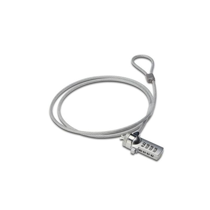 Ewent EW1241 Candado de Seguridad para Portátil con Cable de Acero de 1,5 m Plata
