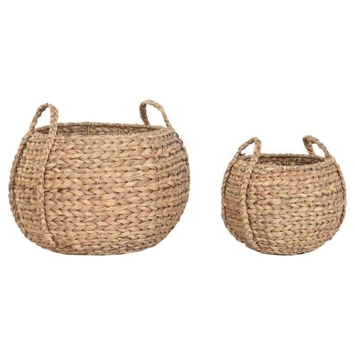 DKD Home Decor Cesta de Almacenamiento Tropical de Jacinto de Agua y Seagrass Natural 45 x 30 x 45 cm Set de 2 0 DKD Home Decor Cesta de Almacenamiento Tropical de Jacinto de Agua y Seagrass Natural 45 x 30 x 45 cm Set de 2 0
