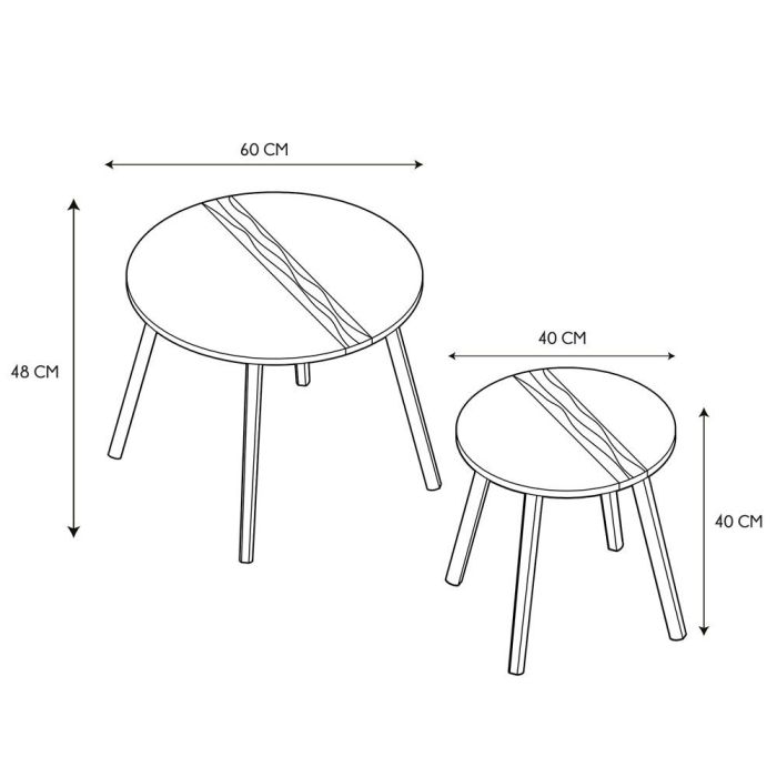 Home Deco Factory Juego de 2 Mesas Nido Bicolor Industriel Redondas Madera 60cm y 40cm 6 Home Deco Factory Juego de 2 Mesas Nido Bicolor Industriel Redondas Madera 60cm y 40cm 6