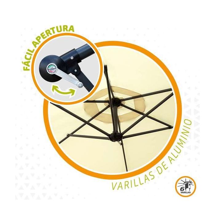 Parasol Aktive Crema 300 cm 4,2 cm Aluminio 3 Parasol Aktive Crema 300 cm 4,2 cm Aluminio 3
